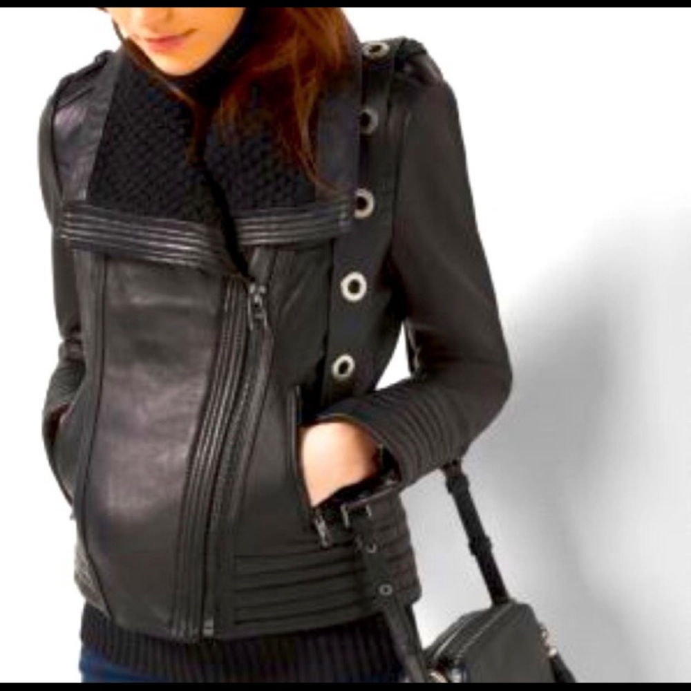 Michael Kors Knit Collar Moto Jacket- Mint Condition